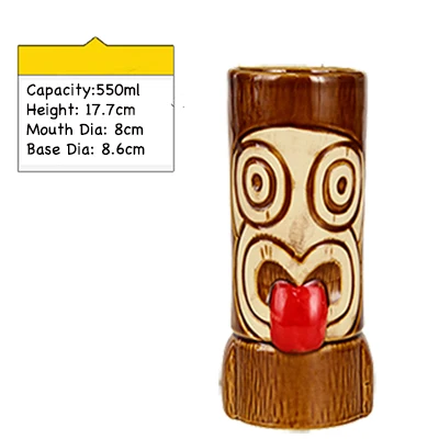 Hawaii-Themed Ceramic Tiki Beverage Mug