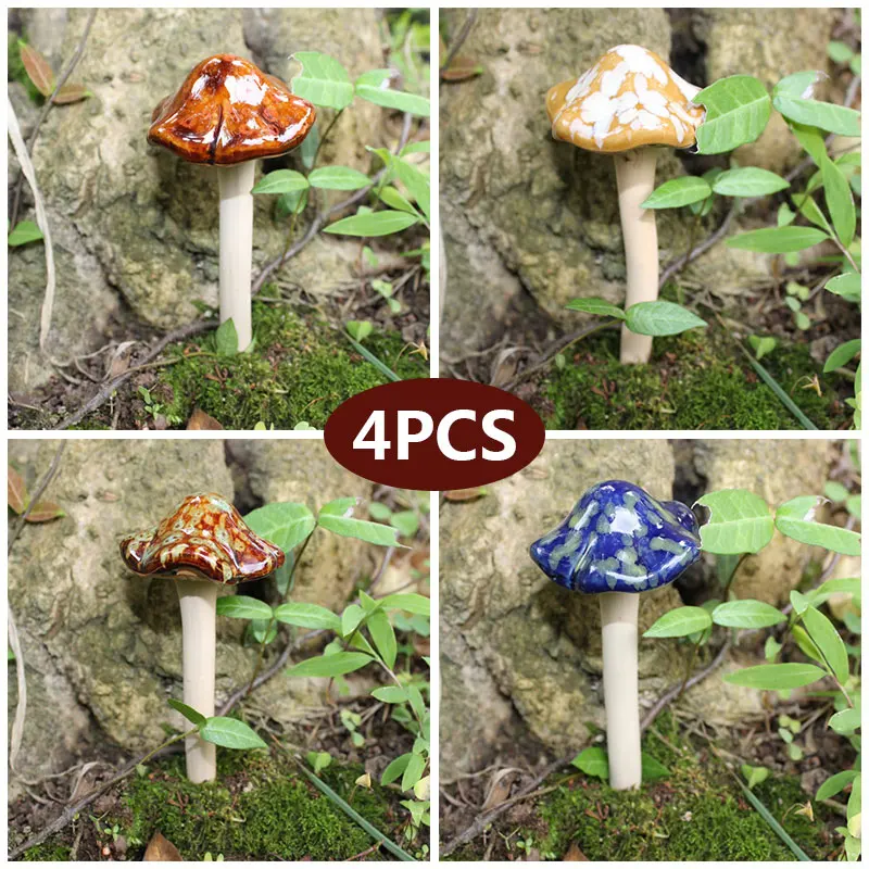 4 шт./компл. керамические миниатюрные грибы керамические Toadstools Изысканная фигурка Фея декоративное украшение кукольный домик эмуляция пейзаж