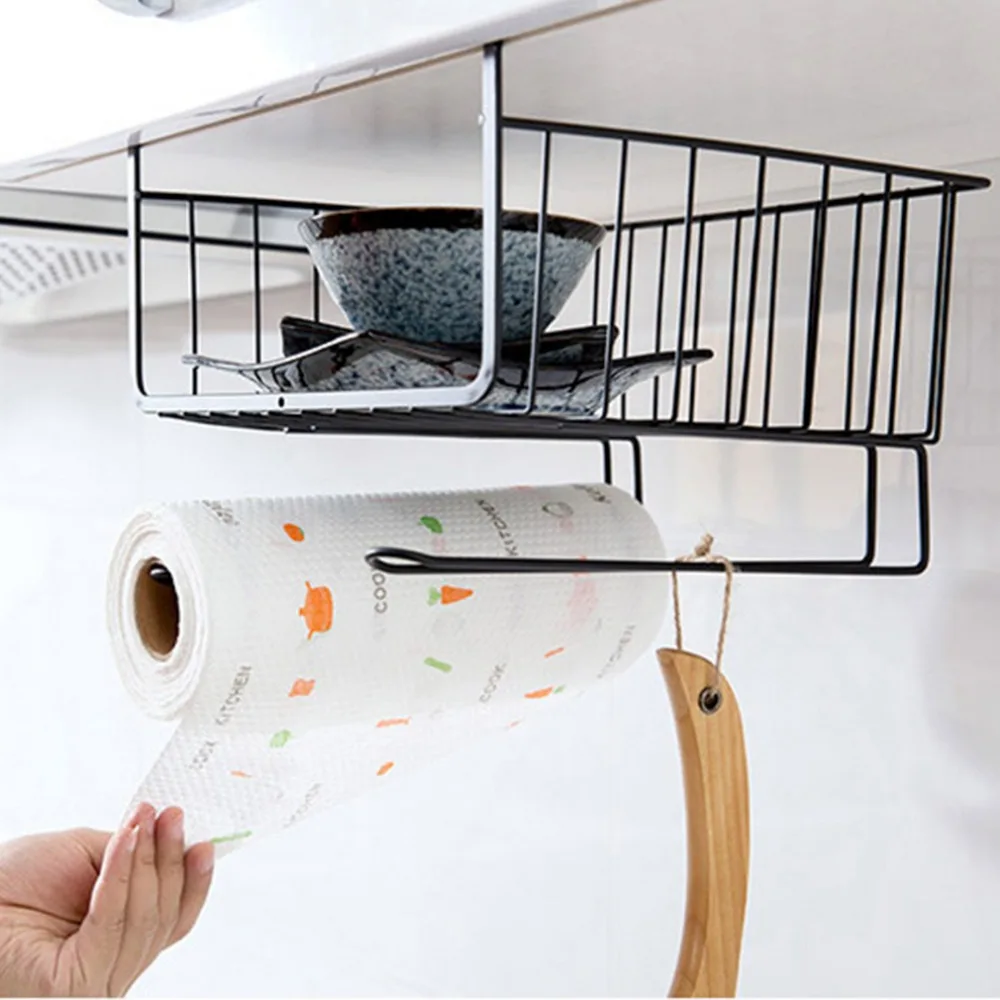 

Iron Kitchen Storage Rack Cupboard Hanging Hook Shelf Towel Tissue Dish Hanger Chest Storage shelf Bathroom Organizer Holder
