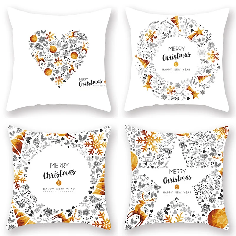 New 45x45cm Cotton Linen Merry Christmas Cover Cushion Decor for 2020 Navidad Xmas Gift Home Happy Year | Дом и сад