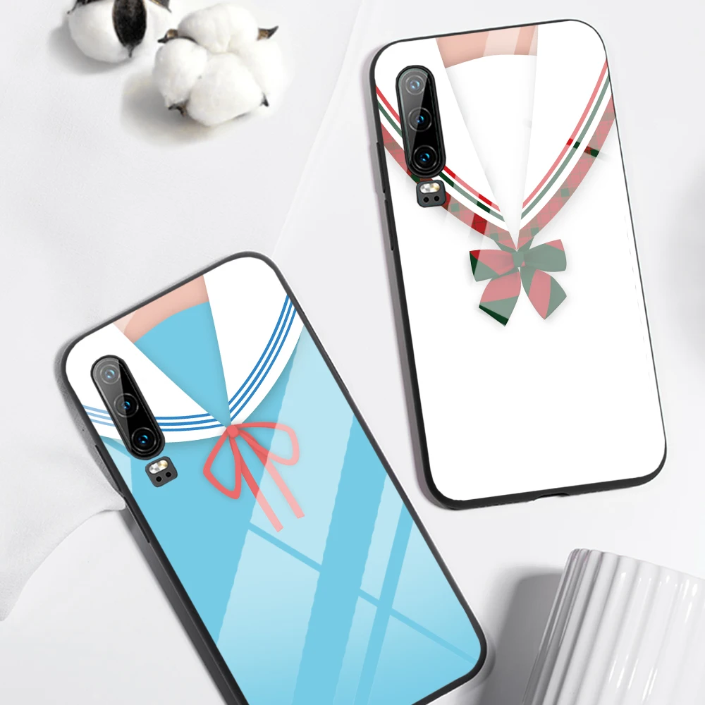 Матросский костюм чехол для телефона huawei P30 P20 mate 20 Lite Honor 9 10 8X MAX P Smart Z Nova 3 Синий из