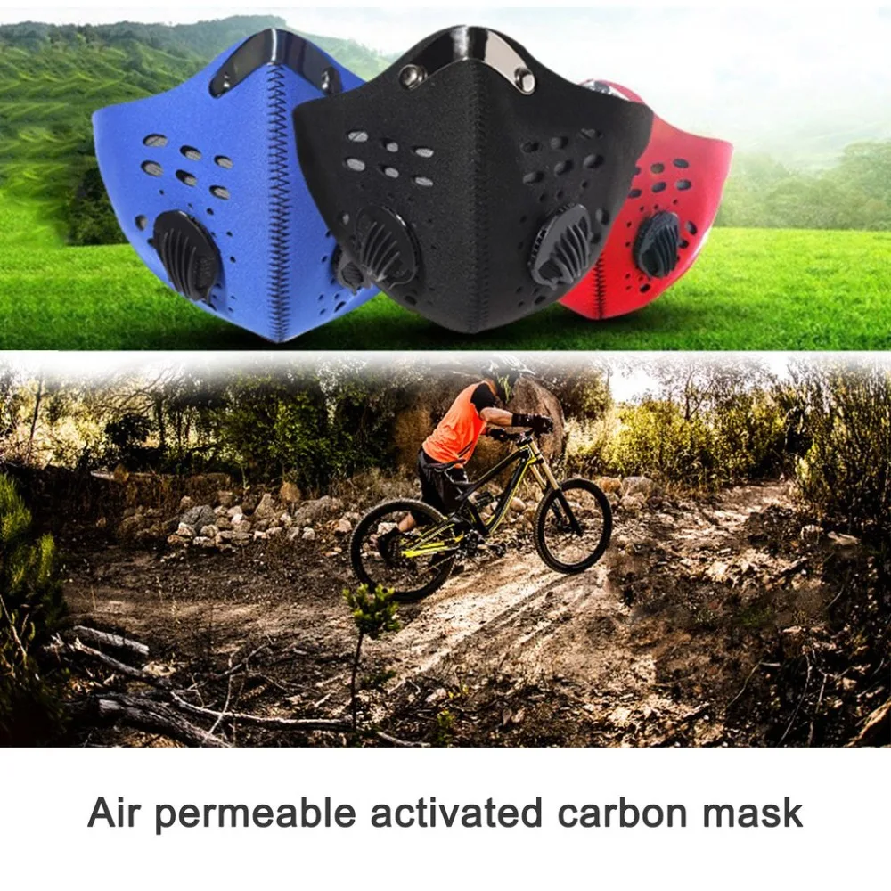 Анти-загрязнения активированный уголь велосипедная маска MTB дорожный велосипед половина лица маска Пылезащитная Велосипедная езда бег спортивная маска