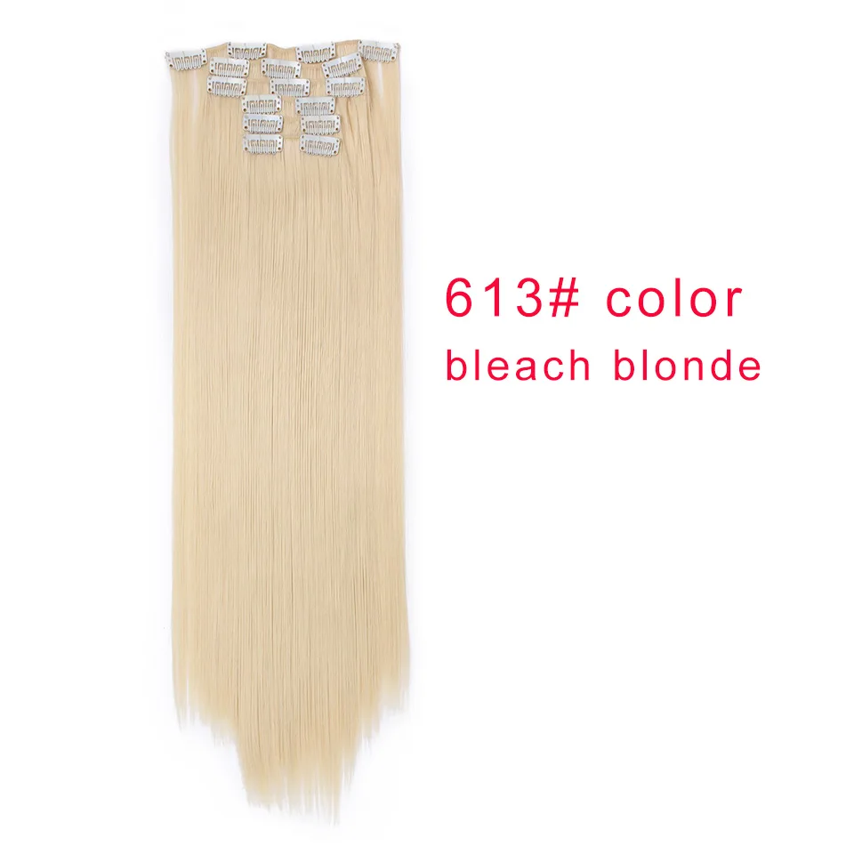 AISIBEAUTY, длинные прямые волосы для наращивания, синтетические волосы на заколках для наращивания, 16 клипов/набор, заколки для волос для женщин, Omber Blonde