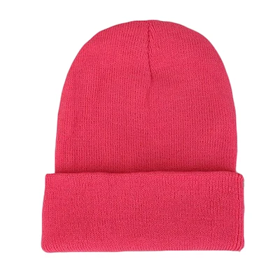 Зимняя теплая шерстяная вязаная шапка унисекс из хлопка, вязаная шапочка для женщин, мужчин, девочек, мальчиков, защита для ушей, шапочки, одноцветные - Цвет: peach red
