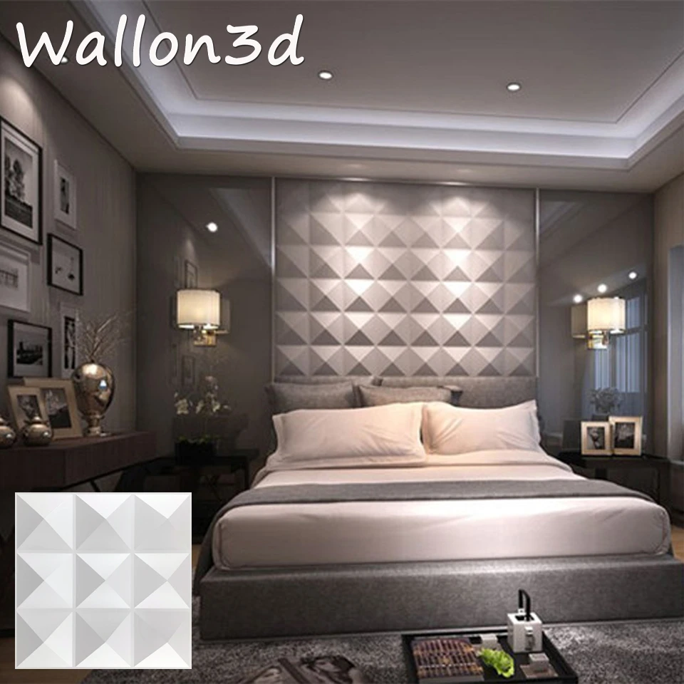 pegatina de pared 3d para decoracion del hogar panel decorativo de 30x30cm arte en 3d yeso corte de diamantes geometricos adhesivos de madera