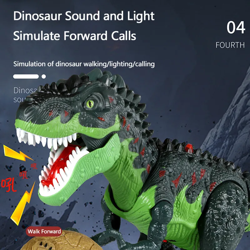 46cm large 2.4G rc dinosaur robot With music Light Walk Sound High Simulation Spray Fire Lay Eggs Dinosaur Robot Toy Kid  Gifts 3