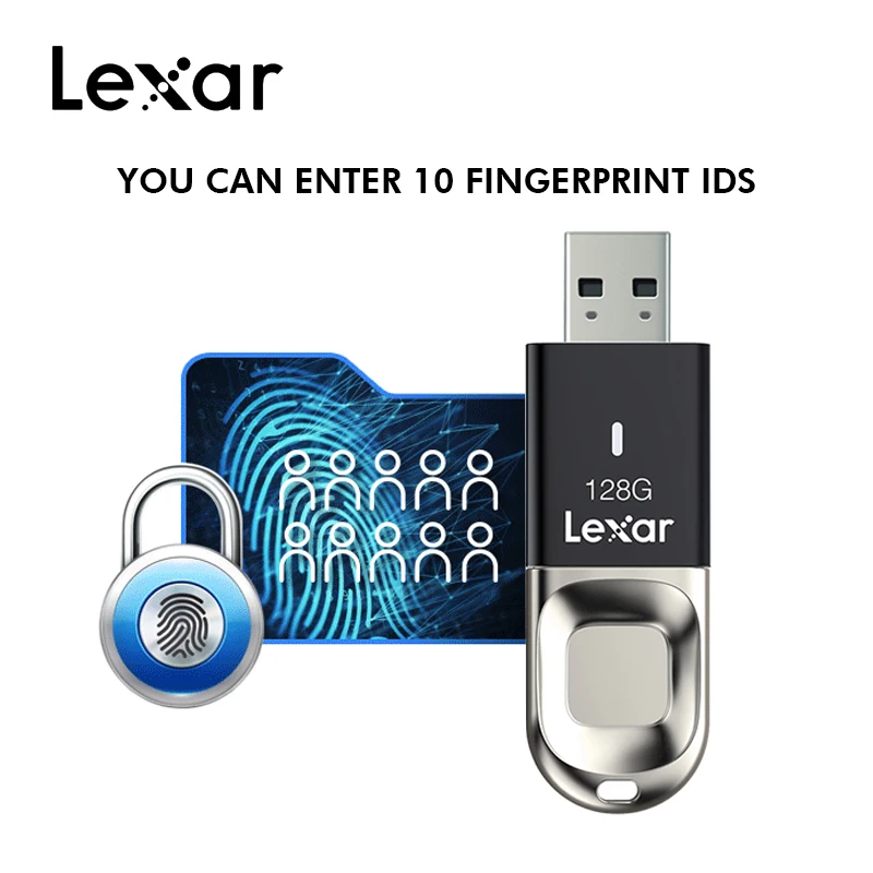 Lexar Распознавание отпечатков пальцев USB 128 ГБ 64 Гб оперативной памяти, 32 Гб встроенной памяти, F35 флеш-накопитель USB 3,0 150 МБ/с. высокоскоростной флеш-накопитель