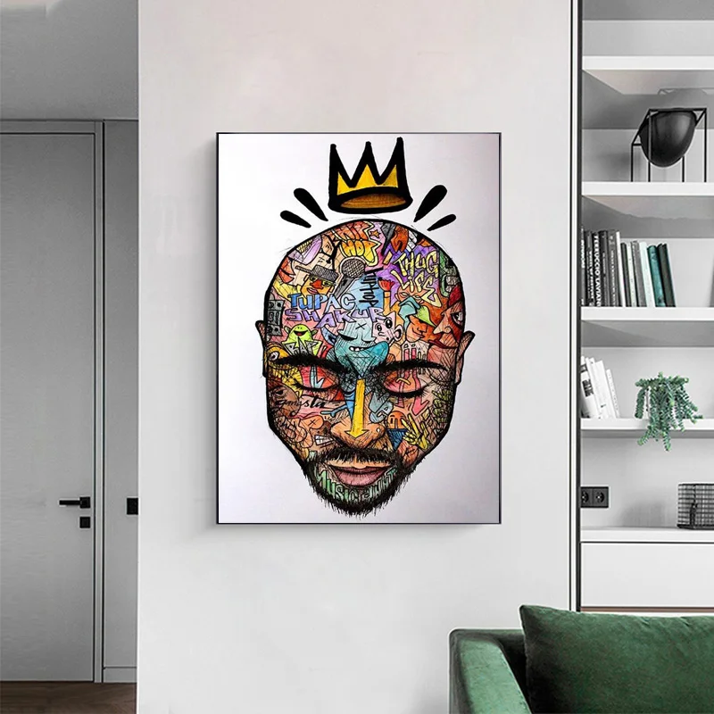 Настенная живопись на холсте с граффити абстрактный рэпер из 2PAC плакаты и принты