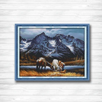 

Romances under the snow mountains Scenery dmc 14CT 11CT counted cross stitch Needlework Set Embroidery kits chinese cross stitch