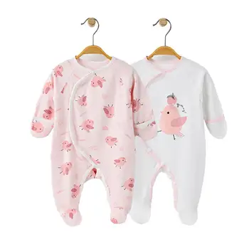 

COBROO 100% Cotton Newborn Baby Girls Clothes 0-6 Months Baby Boy Footed Pajamas with Mitten Cuffs Newborn Sleepsuit Unisex Pink