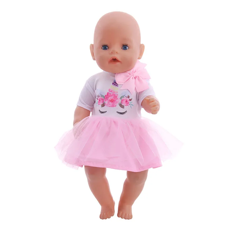  Doll Baby Clothes Unicorn Kitty Dress Fit 18 Inch American&43 CM Reborn New Born Baby Doll OG Girl Doll Russia DIY Gift`s Toy