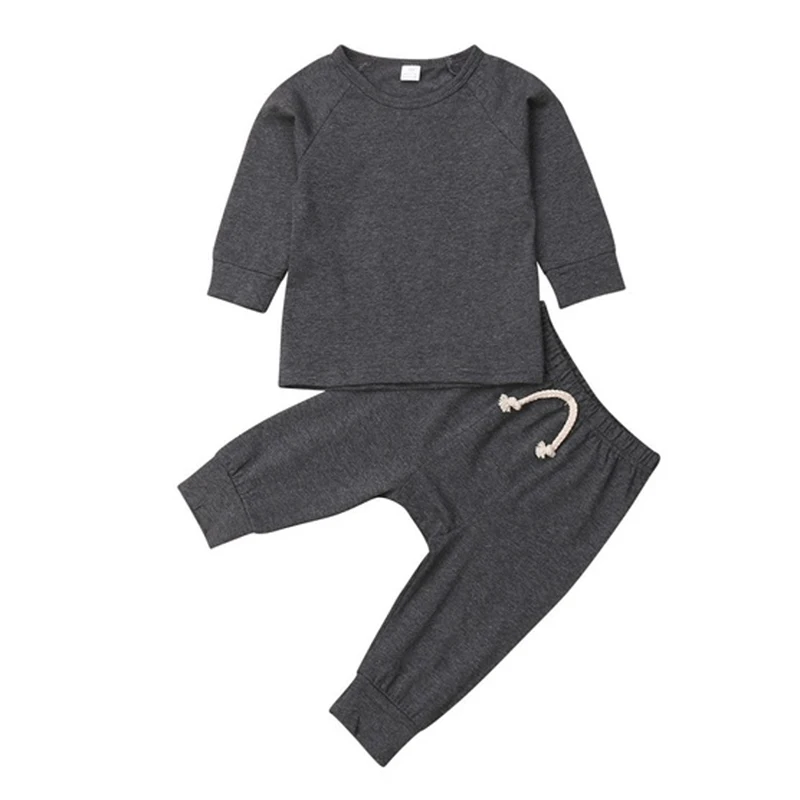 Одежда для новорожденных мальчиков и девочек; однотонная цветная Пижама; пижамный комплект; хлопковая одежда для сна; милая одежда для сна; домашняя одежда для сна - Цвет: black