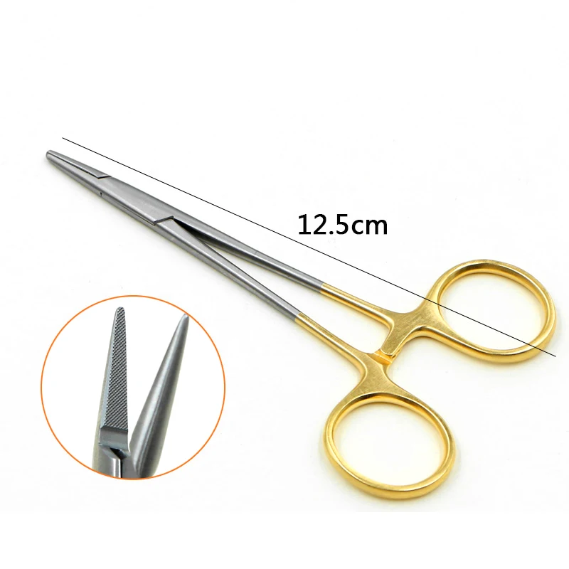 Surgical Instruments Dental Gold Plated Handle Needle Holder Pliers Stainless Steel Orthodontic Forceps