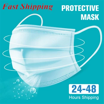 

50Pcs Disposable Face Mask Filter Dust Mask 3 Ply Non Woven Dustproof Respirator Earloop Anti-Pollution Protective Mouth Mask