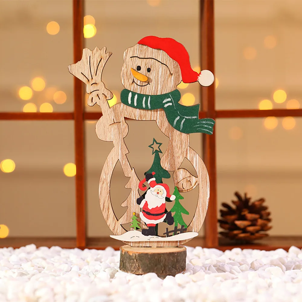Рождественский Санта-Клаус украшения для дома деревянные елочные украшения Рождественские украшения Новогоднее украшение Kerst Decoratie - Цвет: 2