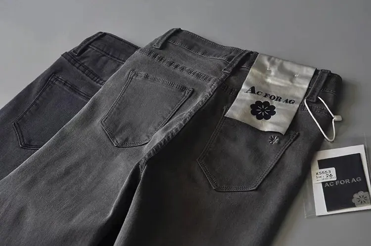 Осень стиль западный стиль Slim Fit для похудения acforag с высокой талией эластичные джинсы зауженные брюки женские