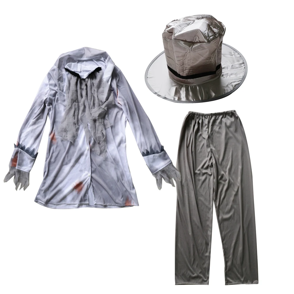 Bloody Zombie Dead Senor Mens Costume with Hat Halloween Cosplay Fancy Dress