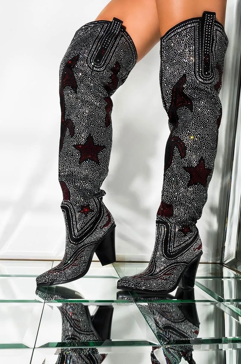 Fashion Western Crystal Thigh High 