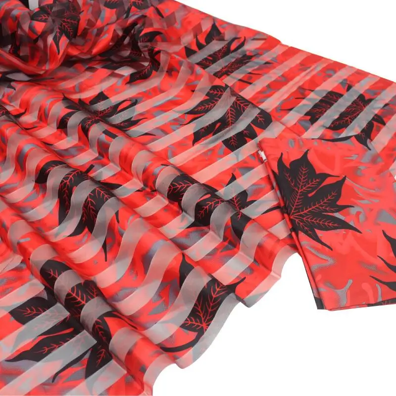 Модная африканская шелковая ткань из органзы, 2+ 4 Ярда,, восковая ткань из органзы с 2 ярдами шелковой блузки, подходящая к шелковому вощеному дизайну
