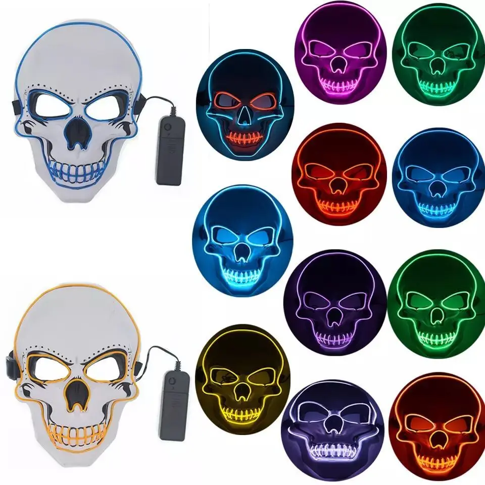 1000pcs Christmas Halloween Skeleton LED Mask xmas Party Mask Light Up