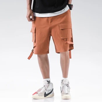 

New Streetwear Cargo Shorts Men Summer Loose Pocket Cotton Men Casual Shorts Black Men Cargo Shorts