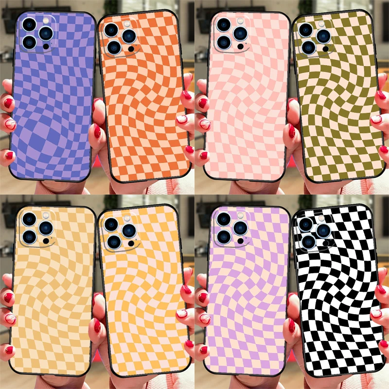 Check Orange Green Moss Twist Case Per Iphone 15 13 11 12 14 Pro Max Xs Xr X 8 7 Plus 13 Mini Soft Cover Fundas Capa Shell