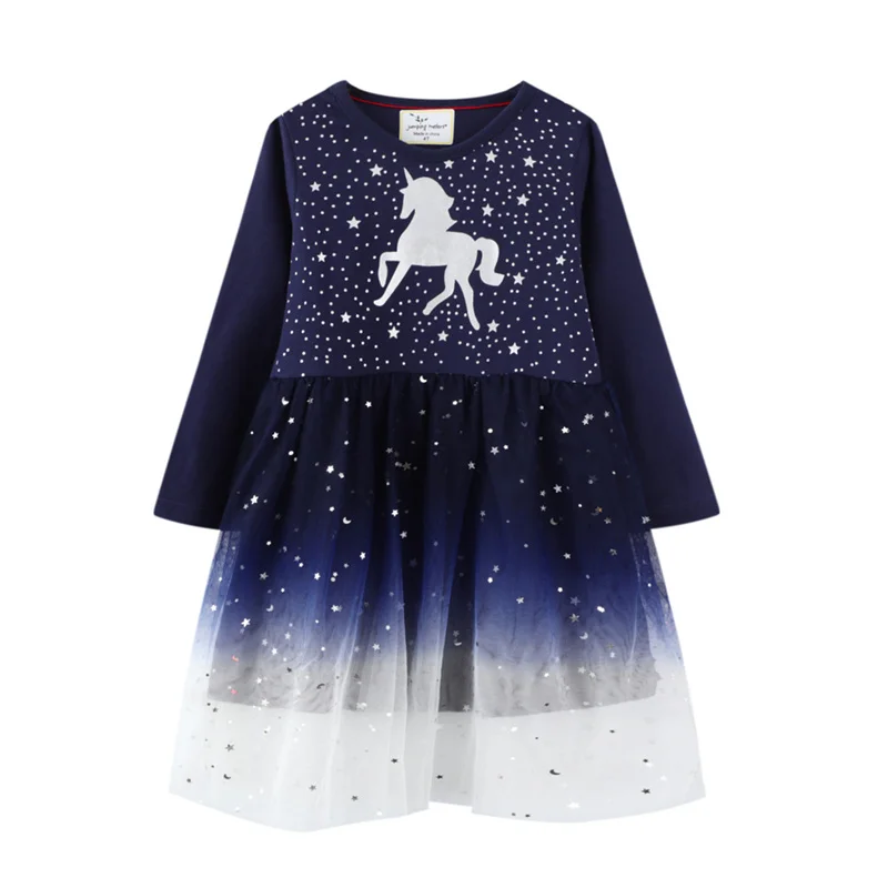 born baby dress 2-7T Baby Girls Long Sleeve Dress for Autumn Winter Children Animal Unicorn Mesh Stars Party Tutu Kids Girls Dresses fancy baby dresses