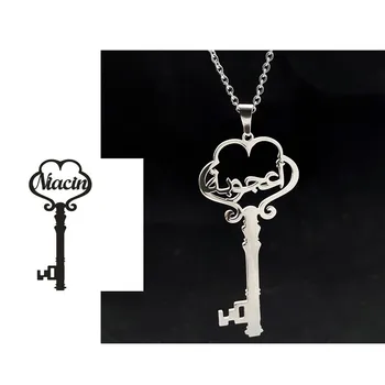 

Chain Pendan Personalized Custom Key Shape Multiple Style Stainless Steel Name Necklaces for Women men Nameplate Pendant Jewelry