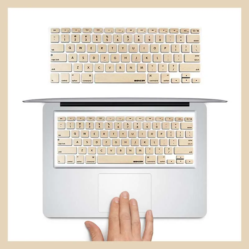 KK& LL Apple Macbook Air 1"(A1370 A1465) 11,6" силиконовый мягкий водонепроницаемый раскладной корпус клавиатуры США - Цвет: Gold