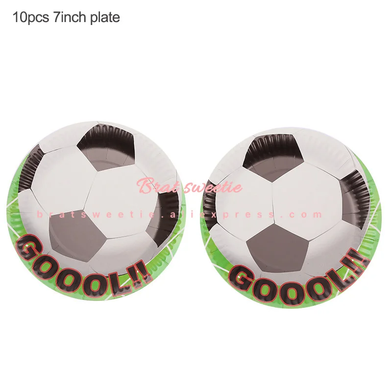 football 7in plates Футбольная тематическая вечеринка, одноразовая посуда, бумажные тарелки, для детского душа, для детского дня рождения, украшения, принадлежности, сувениры, подарочный пакет - Цвет: football 7in plates