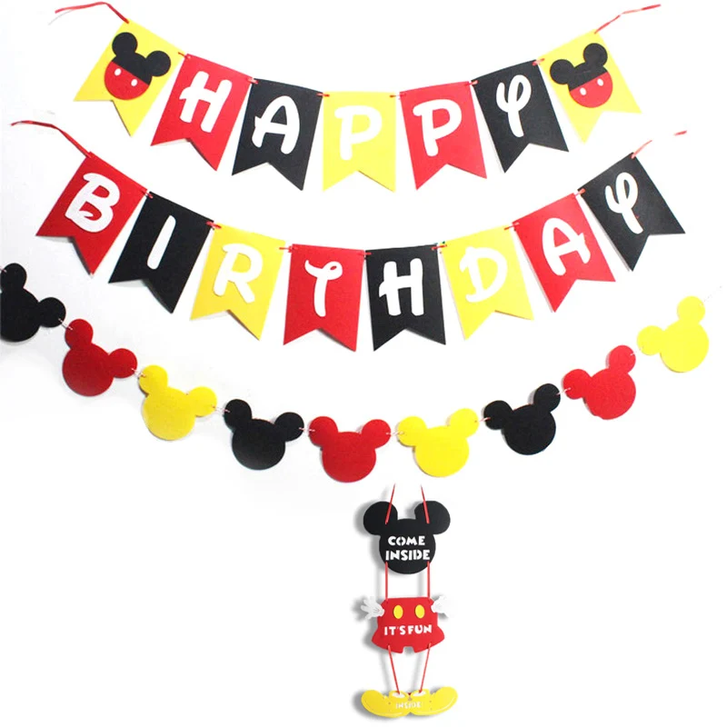 miqiheitoulahua3pcs С Микки Маусом Мышь вечерние аксессуары для детского дня рождения вечерние для украшения детского душа вечерние принадлежности для детский праздничный костюм, комплект - Цвет: miqiheitoulahua3pcs