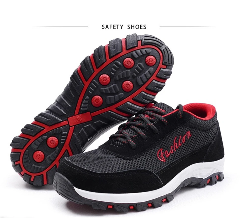 plus size men casual breathable mesh steel toe caps work safety shoes anti-pierce construction worker shoe security boots male