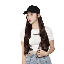 Женский цельный парик бейсбольная шляпа с длинными вьющимися большими волнами парики LX9E