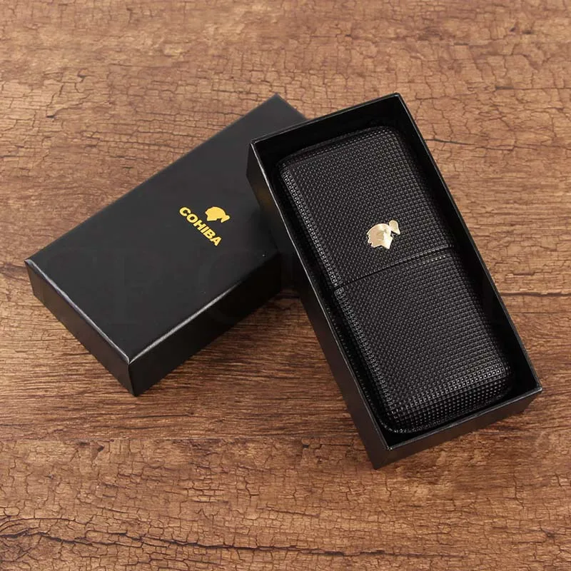 COHIBA, кожаный чехол для сигар, для улицы, коробка для хьюмидора, портативная, для путешествий, для сигар, хьюмидоры, подходят для 3 кубинских сигар, держатель, трубка для сигар, гаджеты