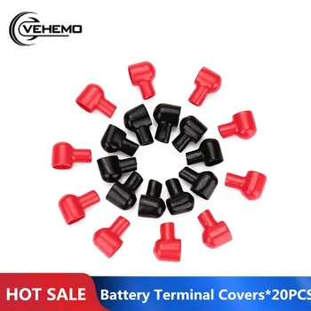 

20Pcs Terminal Boots Round Black Red Battery Insulating Covers Rubber Skins