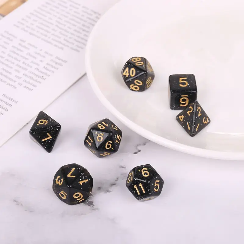 7 шт./компл. игральная кость акриловые многогранные кубики Настольная игра D4 D6 D8 D10 D12 D20