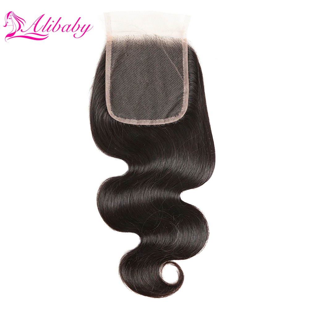 

Alibaby Peruvian Human Hair Closure Body Wave Closure Non Remy 4×4 Closure Natural Color Free Middle Three Part 8 To 20 Inch