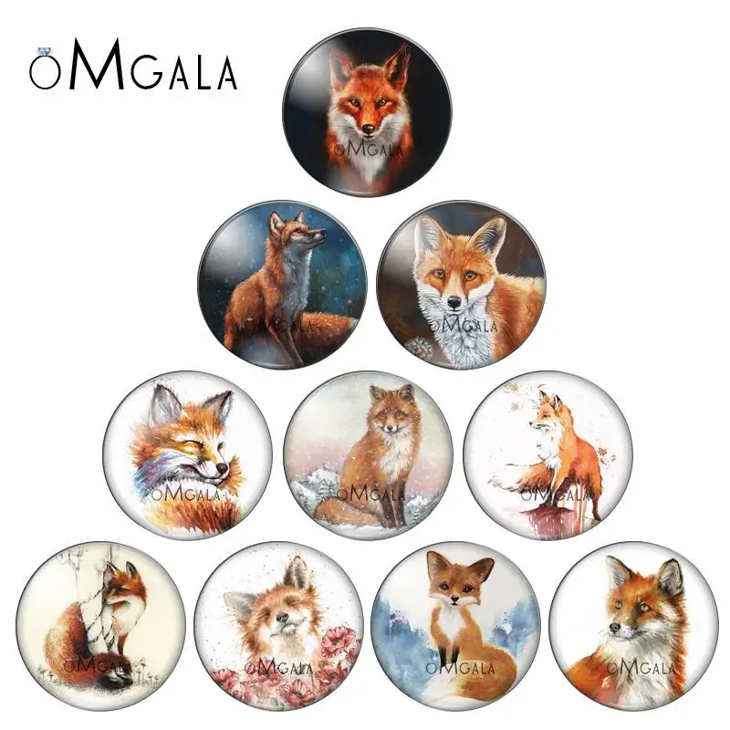 

Animal Clip Art Cute Fox 12mm/14mm/16mm/18mm/20mm/25mm Round Photo Glass Cabochon Demo Flat Back Making Findings