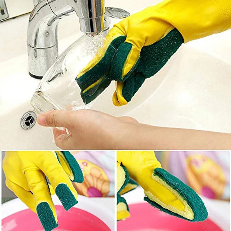 WALFOS Creative Washing Cleaning Gloves Garden Kitchen Dish Sponge Fingers Rubber Household Cleaning Gloves for Dishwashin