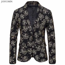 JAYCOSIN костюм куртки золото жаккард Санта Клаус печати Блейзер роскошный нагрудные вечерние Одежда для сцены платье для выступлений Slim Fit Формальное пальто