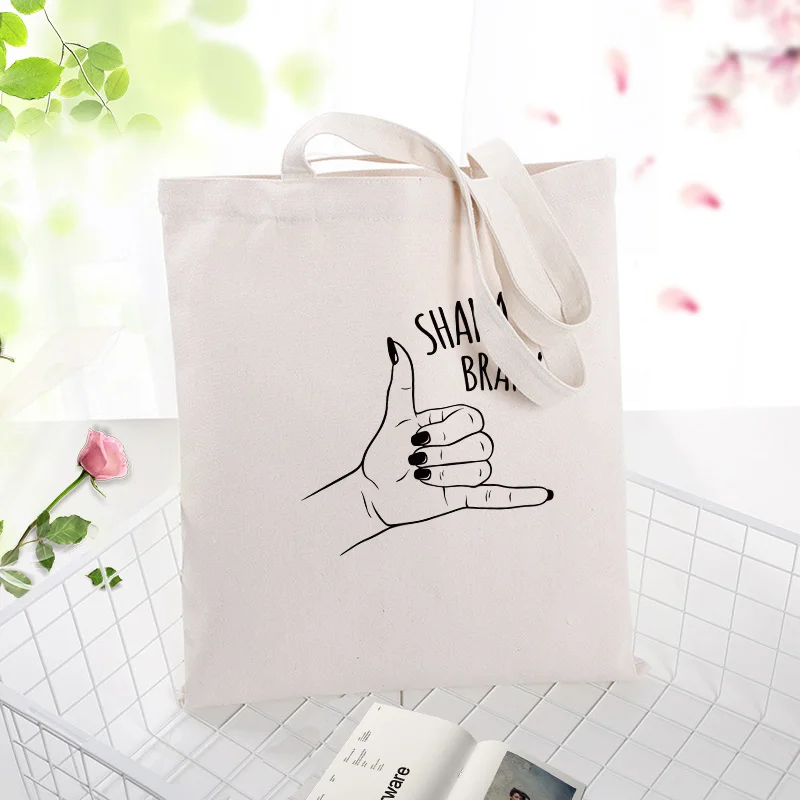 

gesture Canvas Shopping Bag Tote Bag Custom Print Logo Text DIY Daily Use Eco Ecologicas Reusable Recycle Handbag