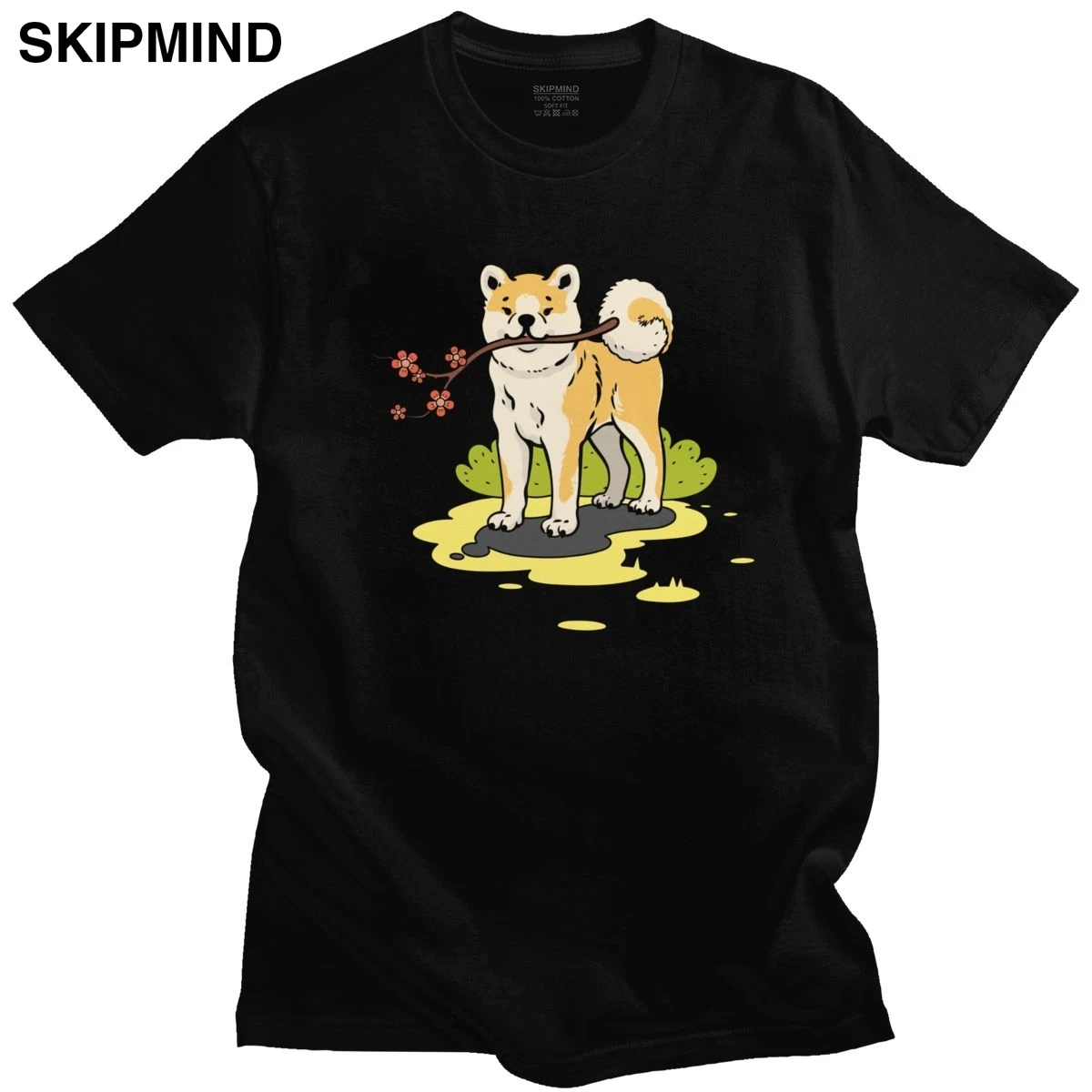Уникальная забавная футболка Akita Inu Мужская с коротким рукавом японская собачкой