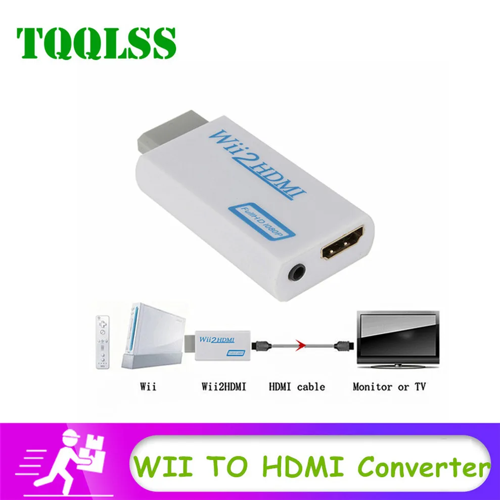 Адаптер TQQLSS 3 5 мм 1080p HD Wii в HDMI преобразователь для ТВ аудиокабеля WII