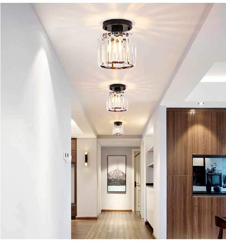Nordic crystal ceiling light for aisle, corridor entrance, balcony, cloakroom,  luxury crystal small ceiling lamp hanging lights