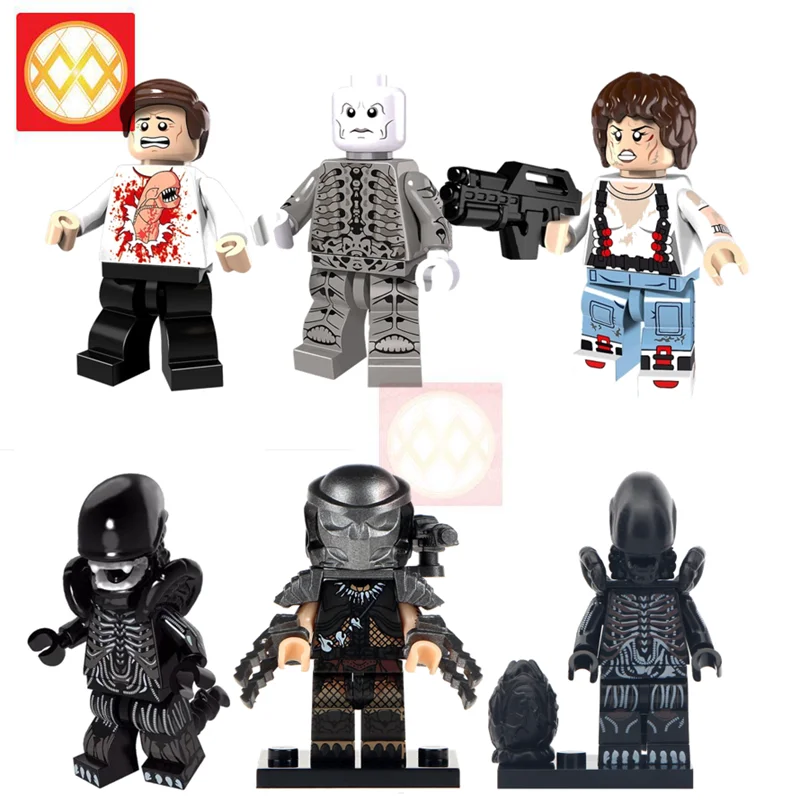 

Single Horror Movie Alien VS The Predator Prometheus Ellen Ripley Parasite Kaiju King Monsters Building Blocks Halloween Toys