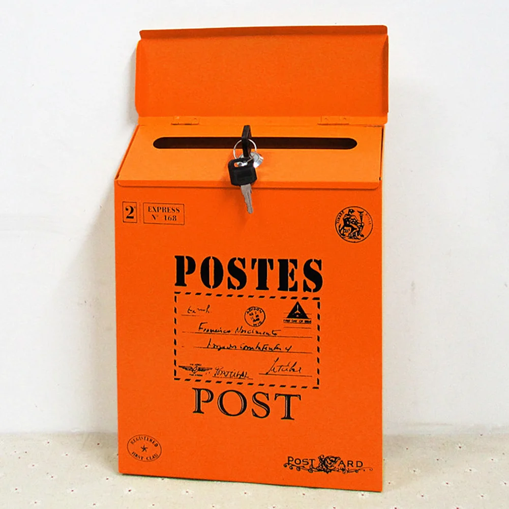 Wall Mount With Lock Postal Colorful Letter Box Home Decor Vintage Ornaments Yard Mailbox Durable Paint Newspaper Iron