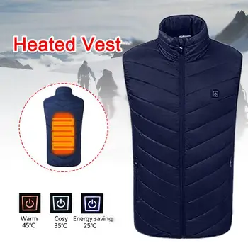 

2018 Electric Vest Heated Heated Pad Navy Blue USB Physiotherapy Clothing Heating Coat Jacket Heated Hot Body Warmer Warm