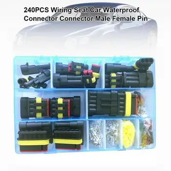 

240PCS Wiring Seat Car Waterproof Connector Connector Male Female Pin / Socket Wiring Spring Terminal Set