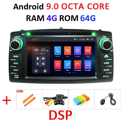 4G 64G DSP 2 din Android 9,0 автомобильный dvd мультимедийный плеер gps Авторадио для TOYOTA Corolla E120 e 120 BYD F3 Автомобильный Радио ПК wifi OBD2 - Цвет: 4G 64G  DSP