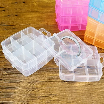 

Adjustable Three layer 18Grids Compartment Plastic Storage Box Jewelry Earring Bead Screw Holder Case Display Organizer Containe